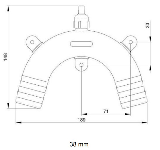 Dimensions coude anti siphon 38 mm TRUSDESIGN 
